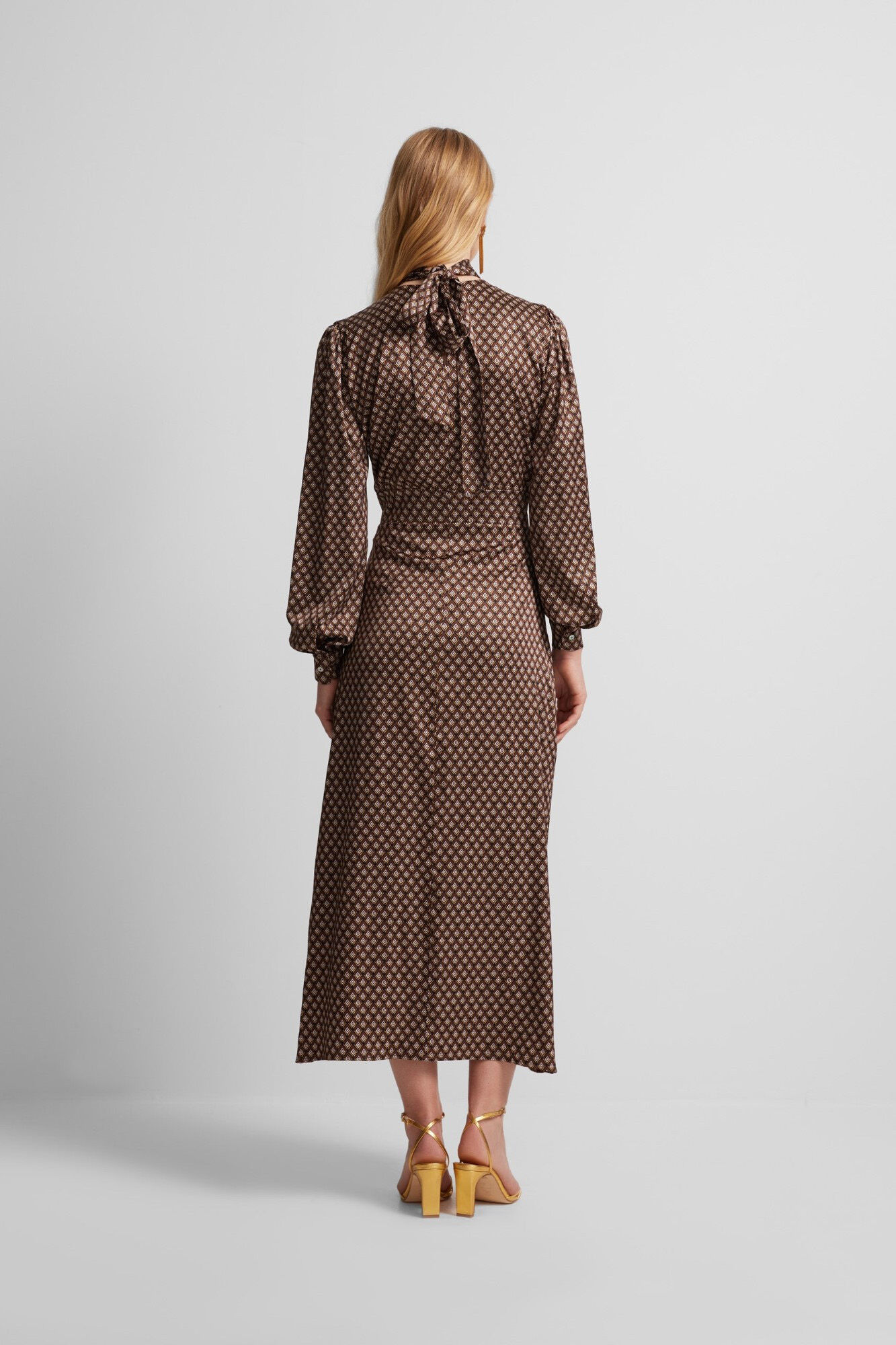 Silbon Satin midi dress Brown