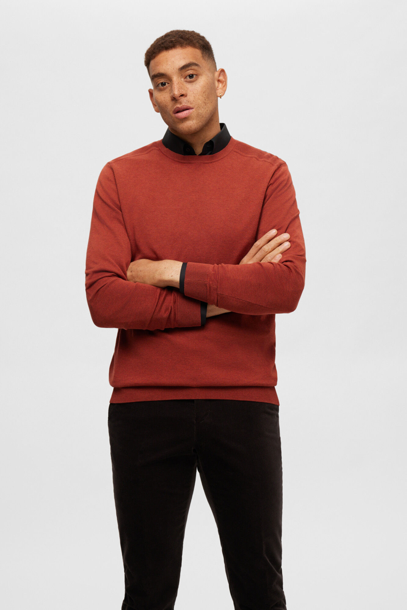 Selected Jersey cuello caja 100% algod&oacute;n Rojo