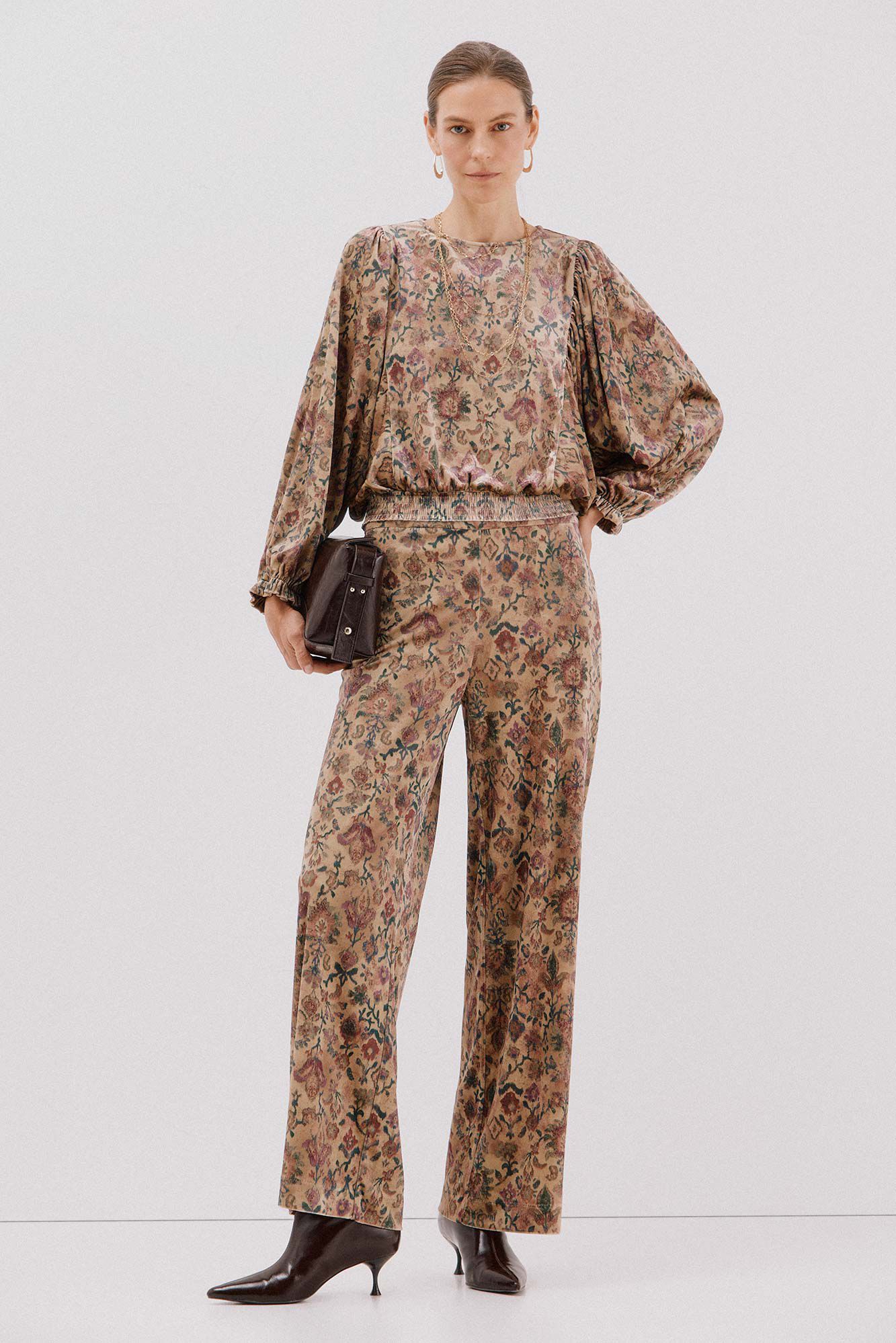 Cortefiel Blusa terciopelo estampada