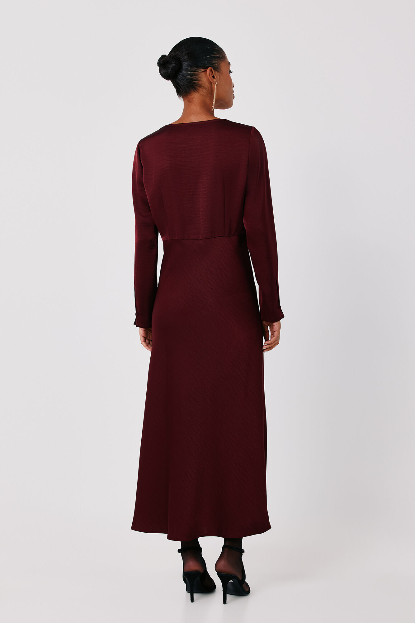 Cortefiel Satin-finish lace dress Red