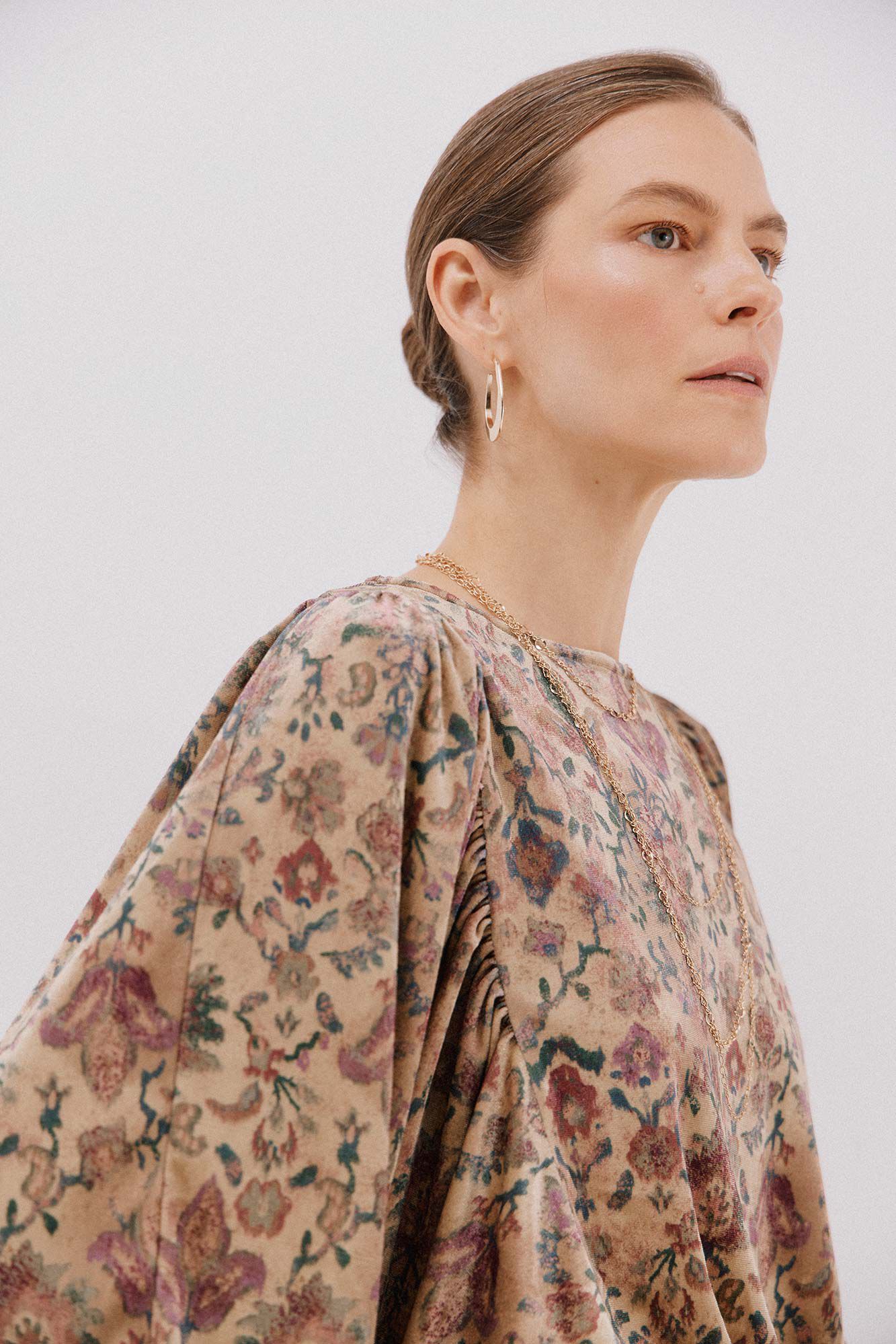 Cortefiel Blusa terciopelo estampada Estampado marr&oacute;n