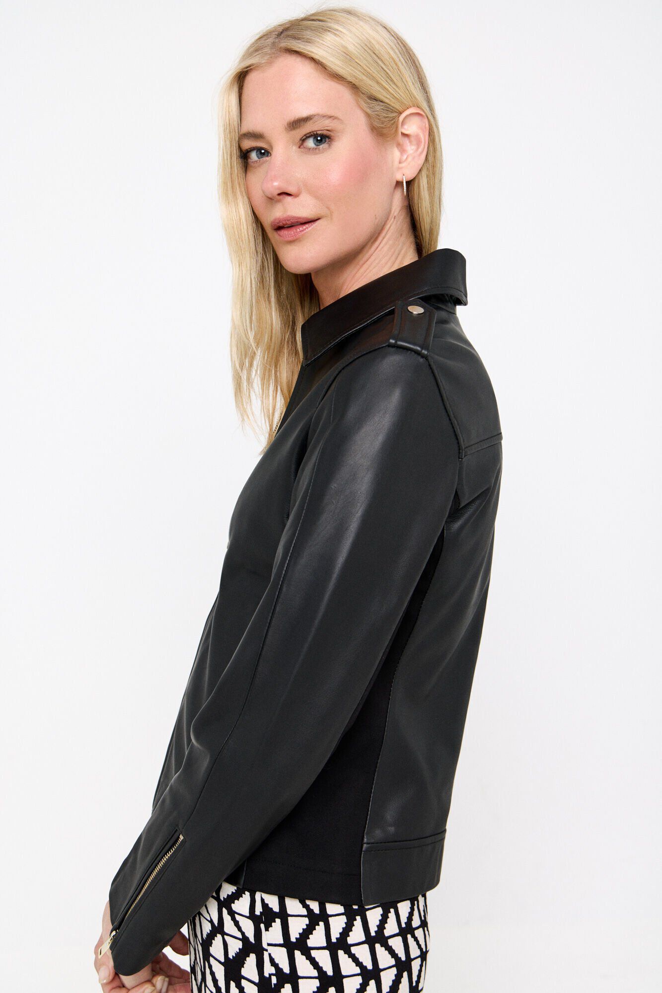 Cortefiel Cazadora de piel confort Negro