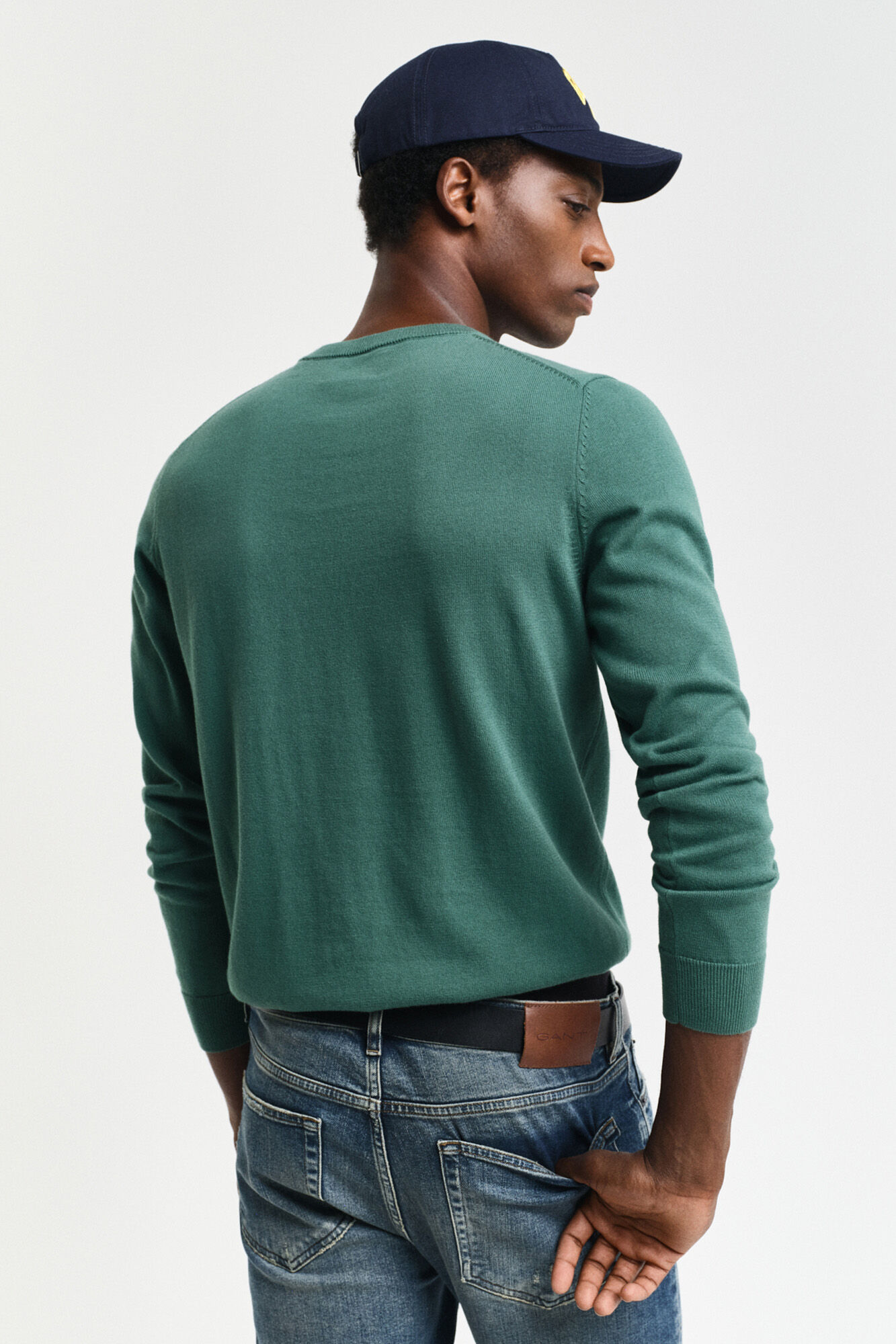 Gant Jersey cl&aacute;sico de algod&oacute;n con cuello redondo Verde