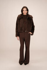 Grace & Mila Sobretudo curto de pele sint&eacute;tica marrom chocolate Castanho