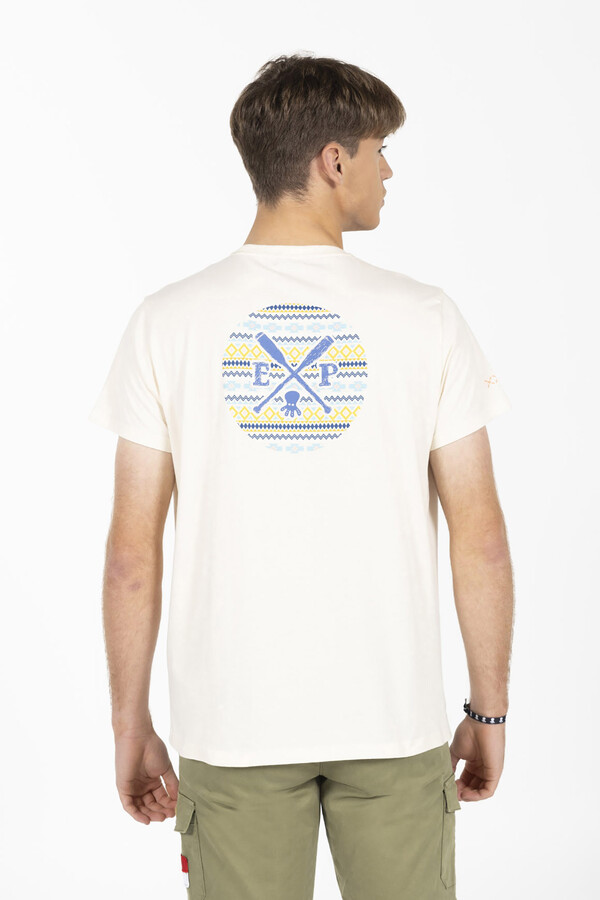 Cortefiel Camiseta estampado étnico espalda Marfil