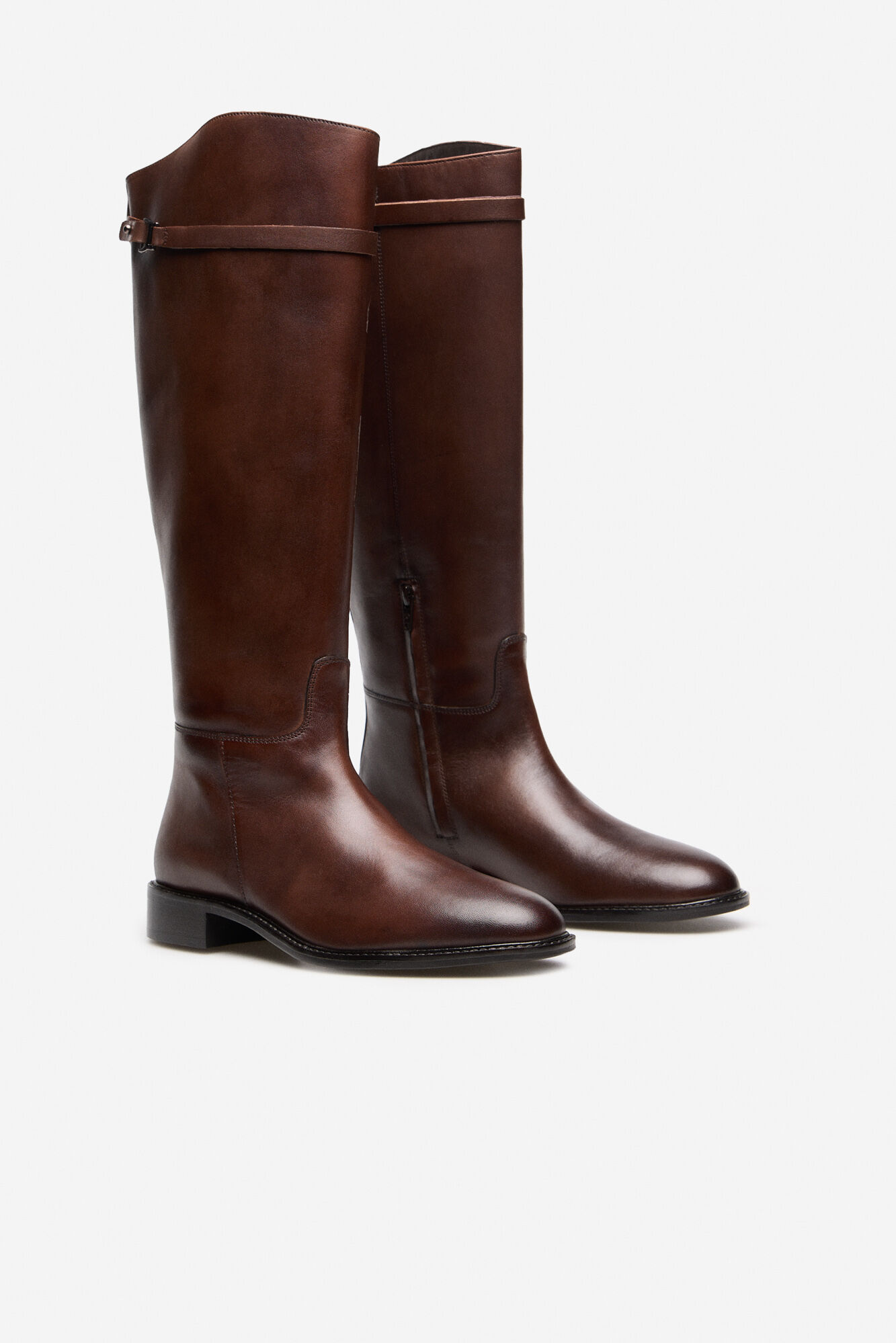 Cortefiel leather riding boot Dark brown