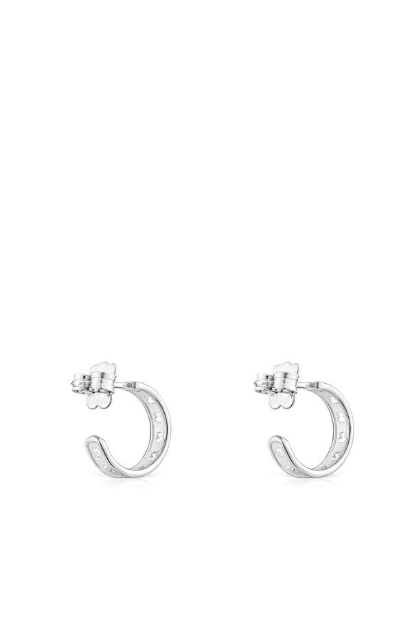 Cortefiel Small silver hoop earrings with a TOUS Bear Row silhouette Grey