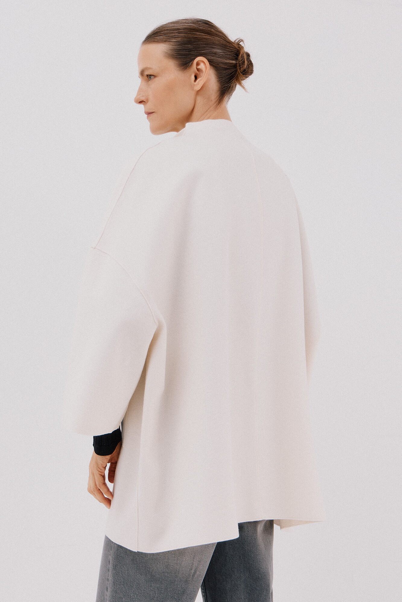 Cortefiel Cape coat with light fabric Ivory
