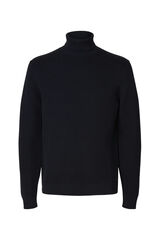 Selected Camisola de gola 100% algodão orgânico Azul