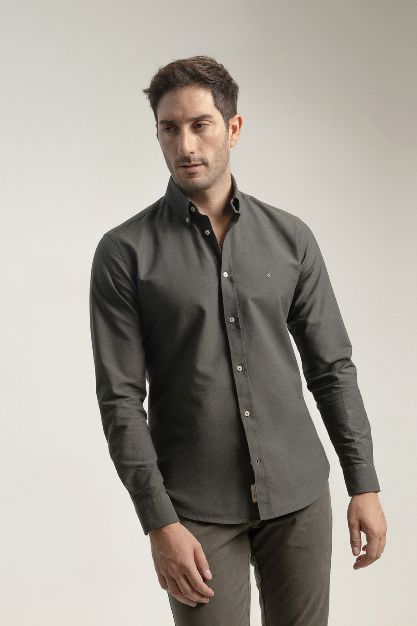 PuroEGO Camisa oxford de algod&atilde;o slim fit