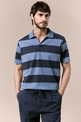OOTO Striped washed polo shirt Blue