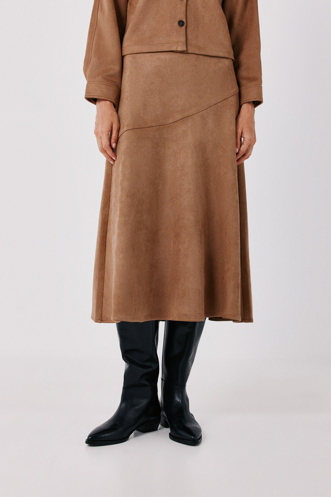 Cortefiel Faux leather midi skirt