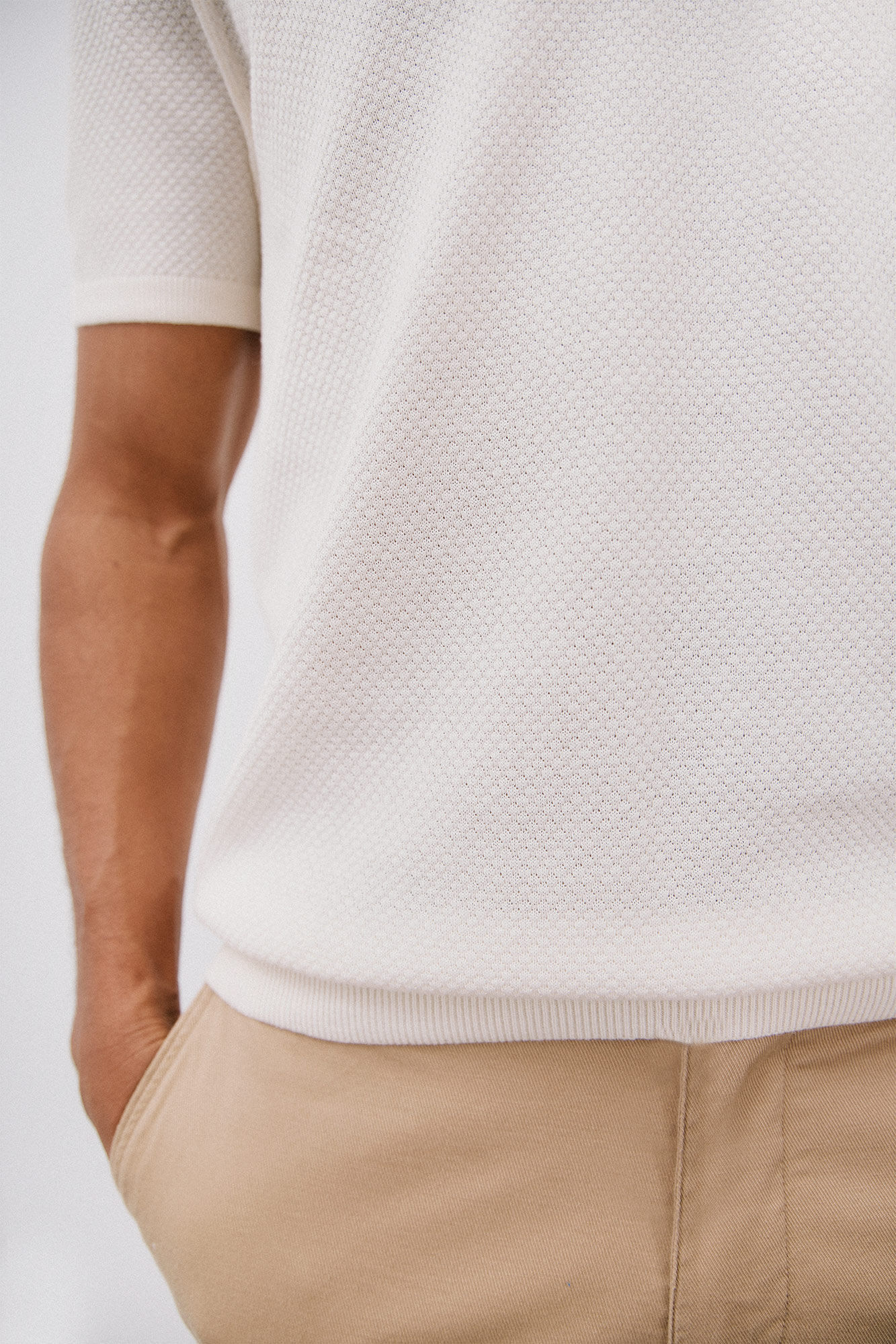 Cortefiel Short sleeve structured cotton polo shirt shirt White