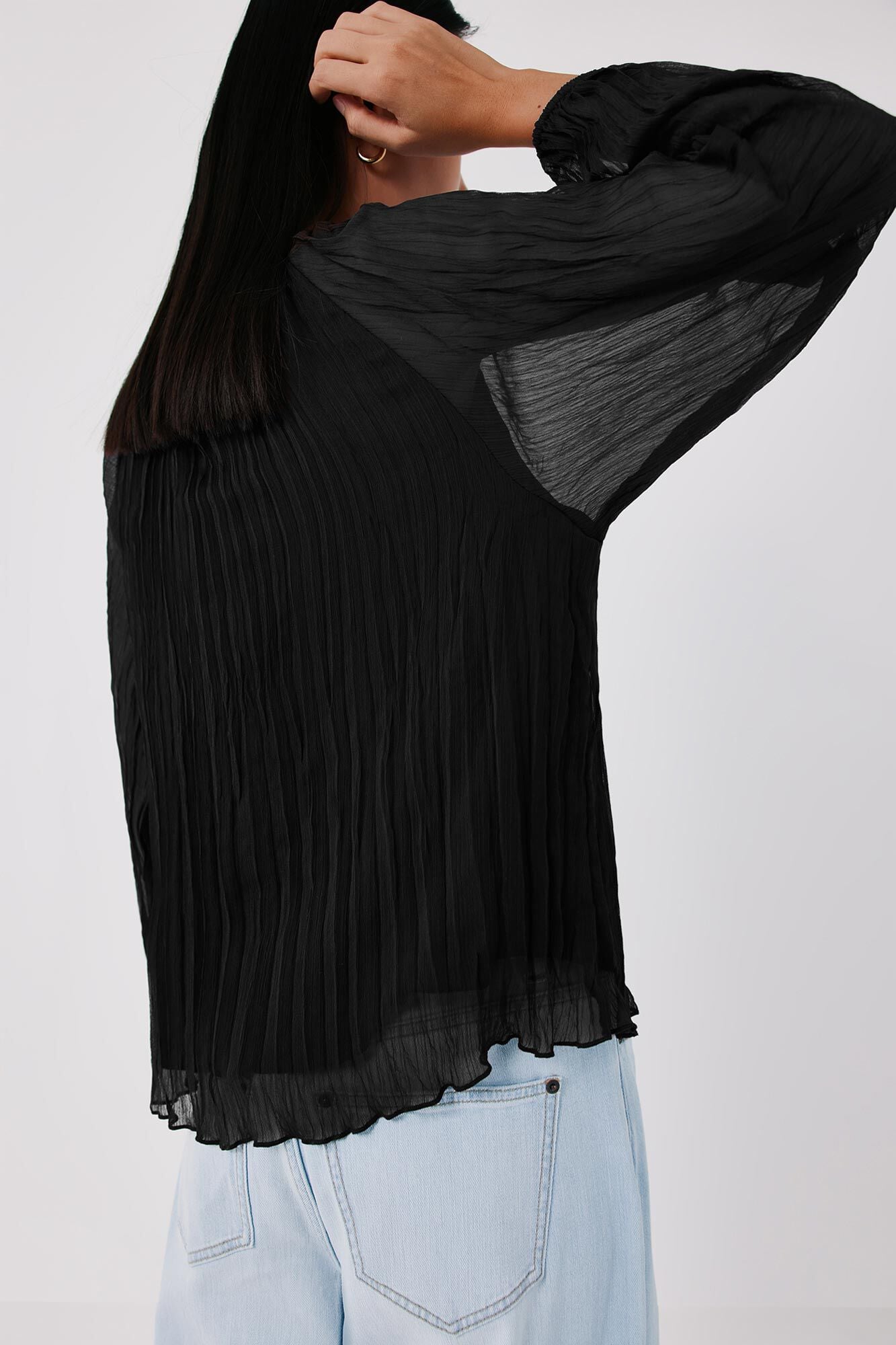 Cortefiel Blusa plisada Negro