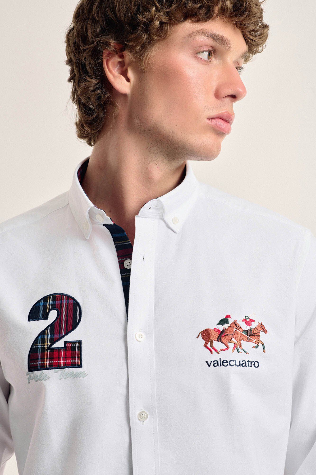 Valecuatro Camisa masculina modelo cavalo branco Valecuatro Branco