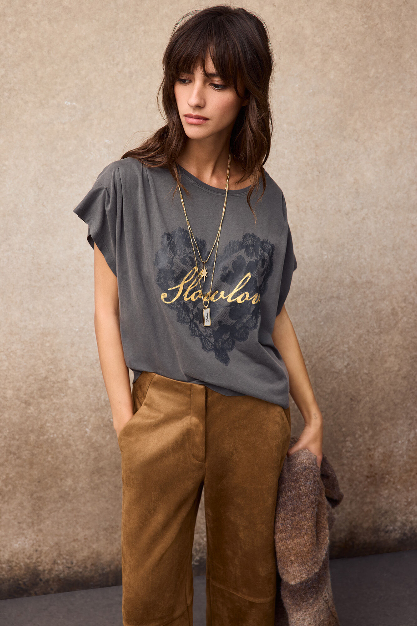Slowlove Printed pleated T-shirt