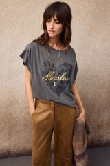 Slowlove Printed pleated T-shirt Grey