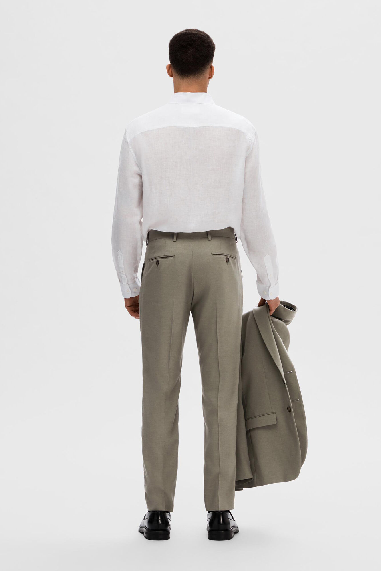 Selected Cal&ccedil;as de fato Slim Fit confecionadas com l&atilde; Cinzento