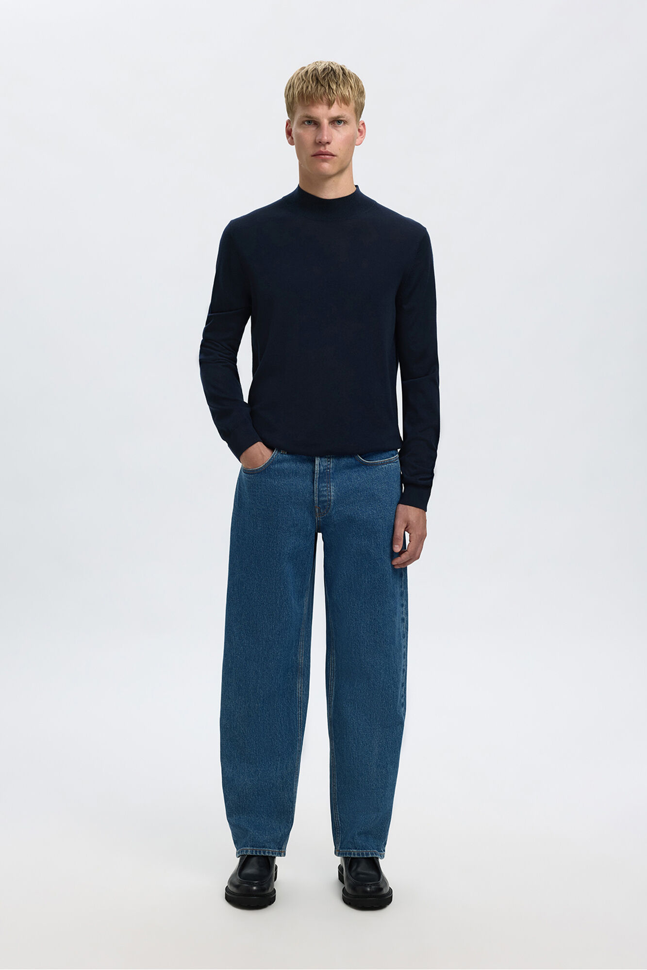 Selected Camisola de gola falsa 100% l&atilde; merino.