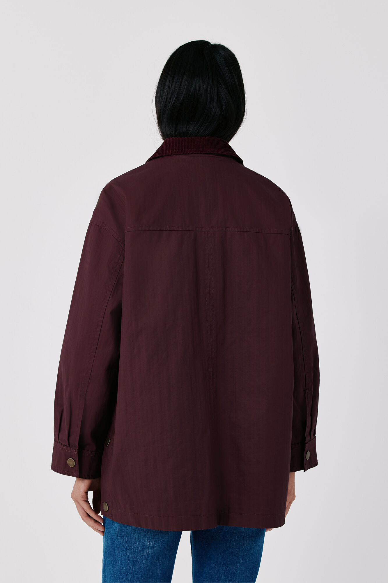 Cortefiel Long waxed parka Maroon