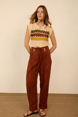 Meisie Cropped trousers with pleats Brown