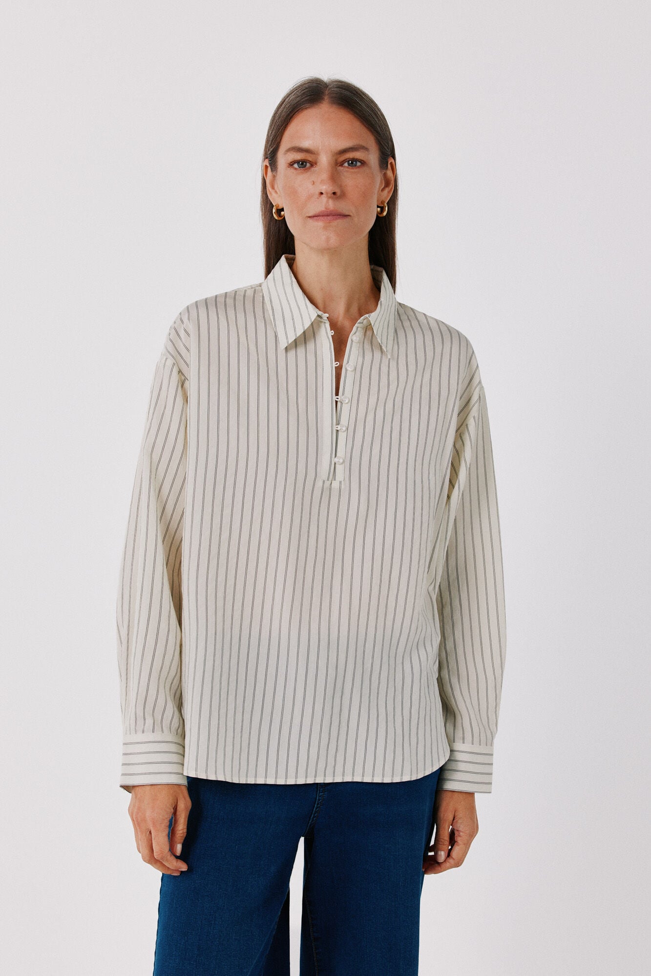 Cortefiel Camisa de riscas fluida