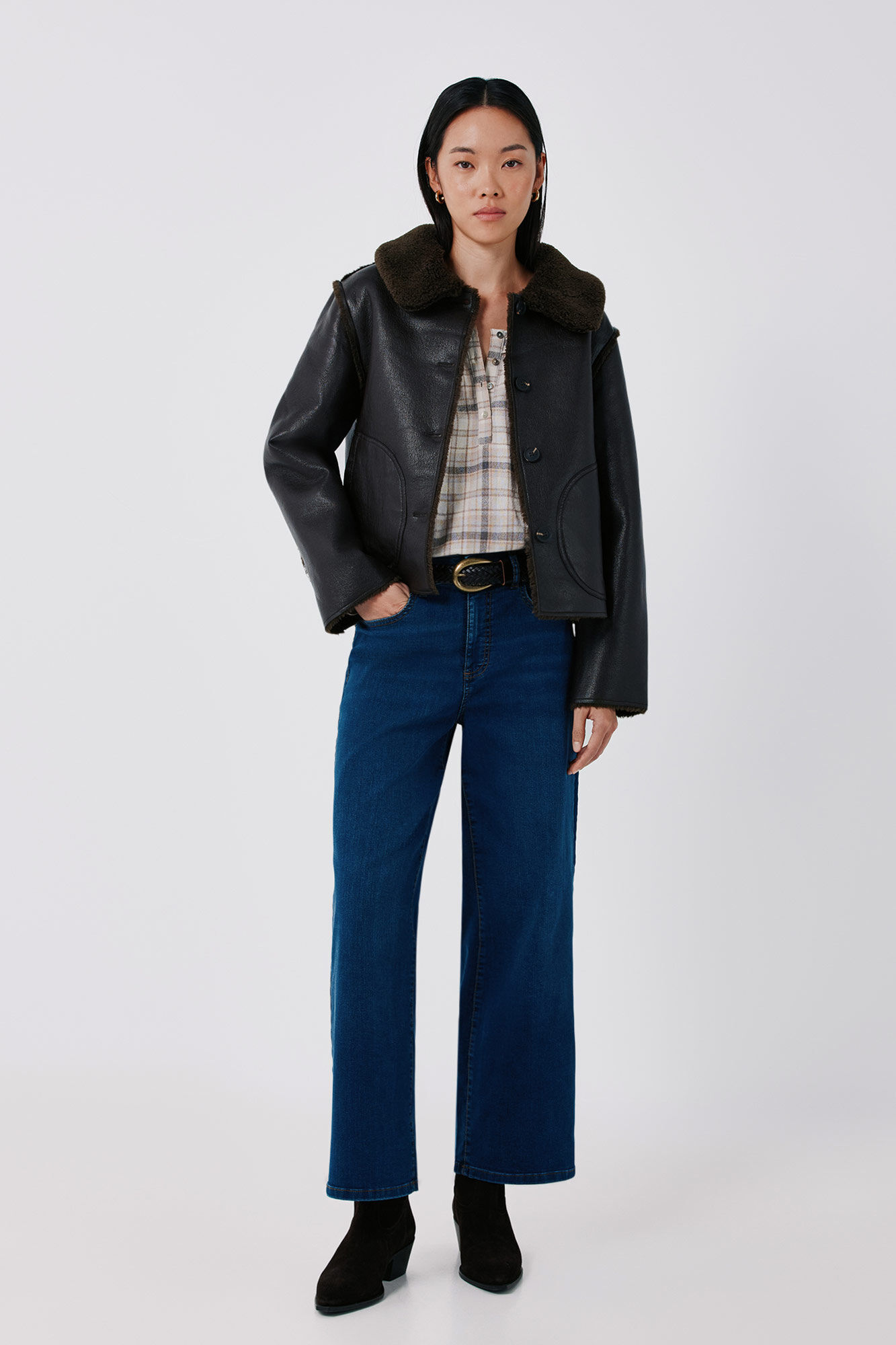 Cortefiel Double-faced jacket Dark brown
