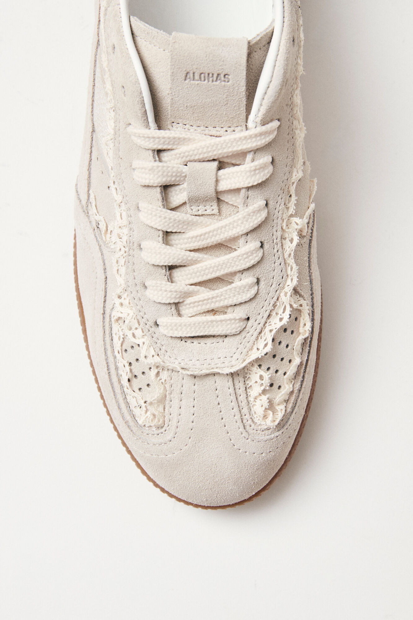 Alohas Tb.490 Crochet Leather Slippers Beige