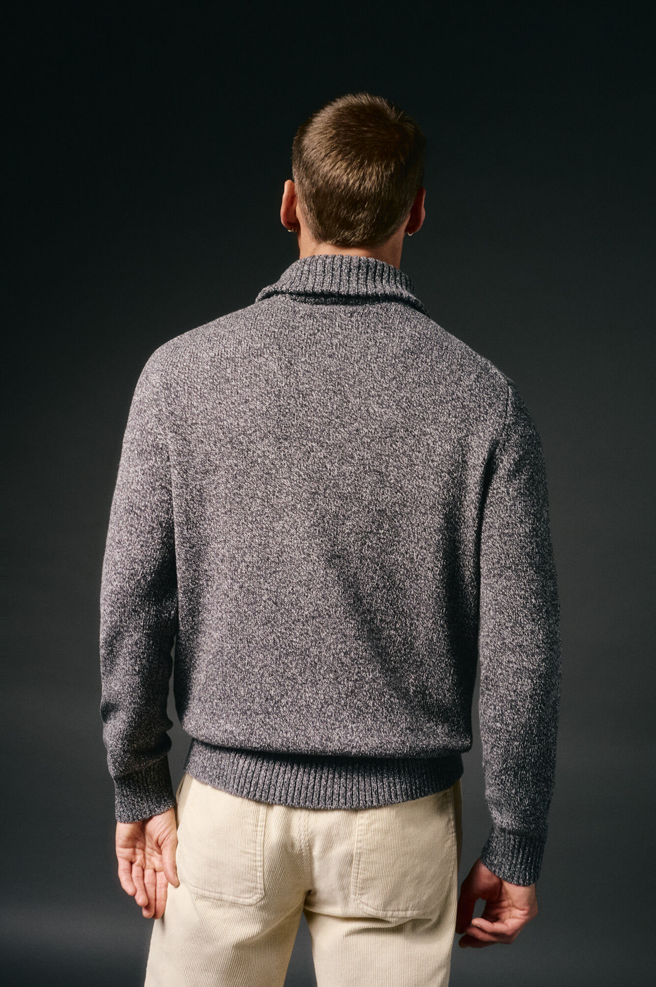 OOTO Jersey cuello polo cremallera algod&oacute;n Gris oscuro