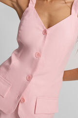 Silbon Colete de linho com bot&otilde;es Subiu