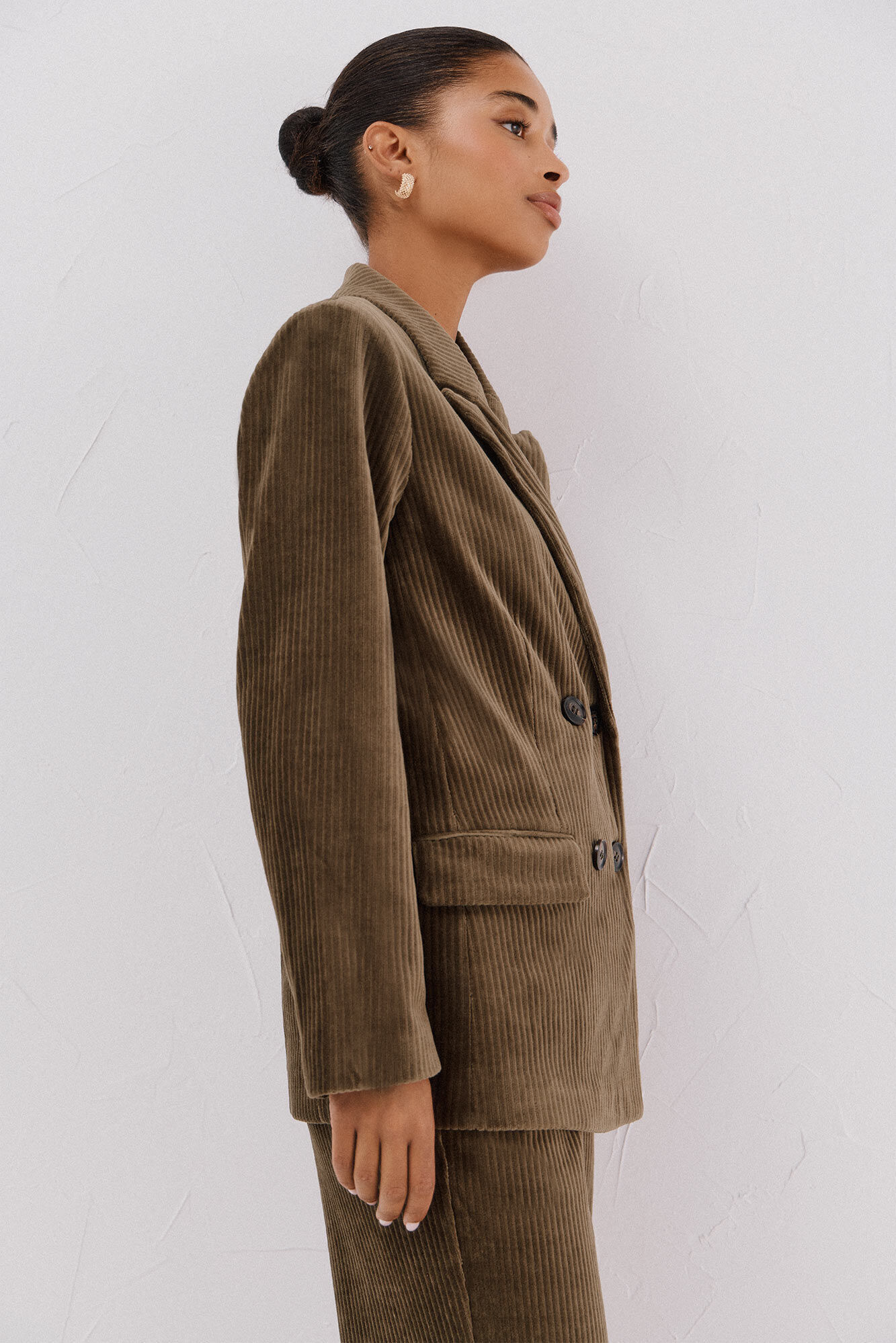 Cortefiel Blazer feminino de veludo Verde