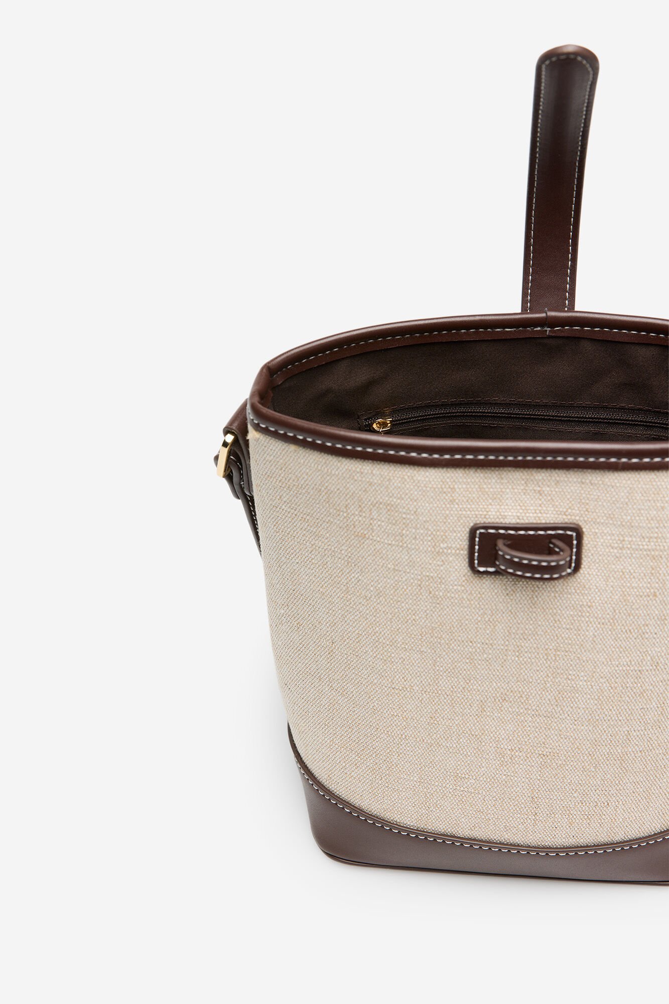 Cortefiel Rustic fabric shoulder bag Beige