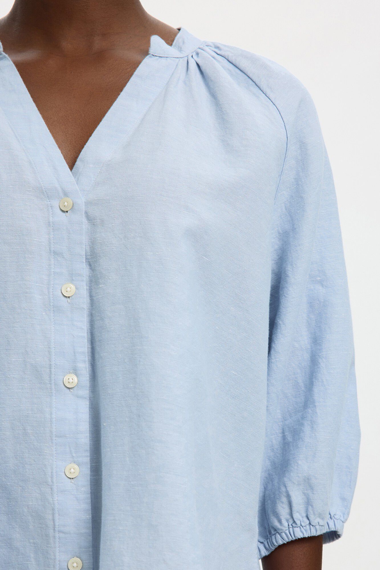 Selected Blusa manga 3/4 lino