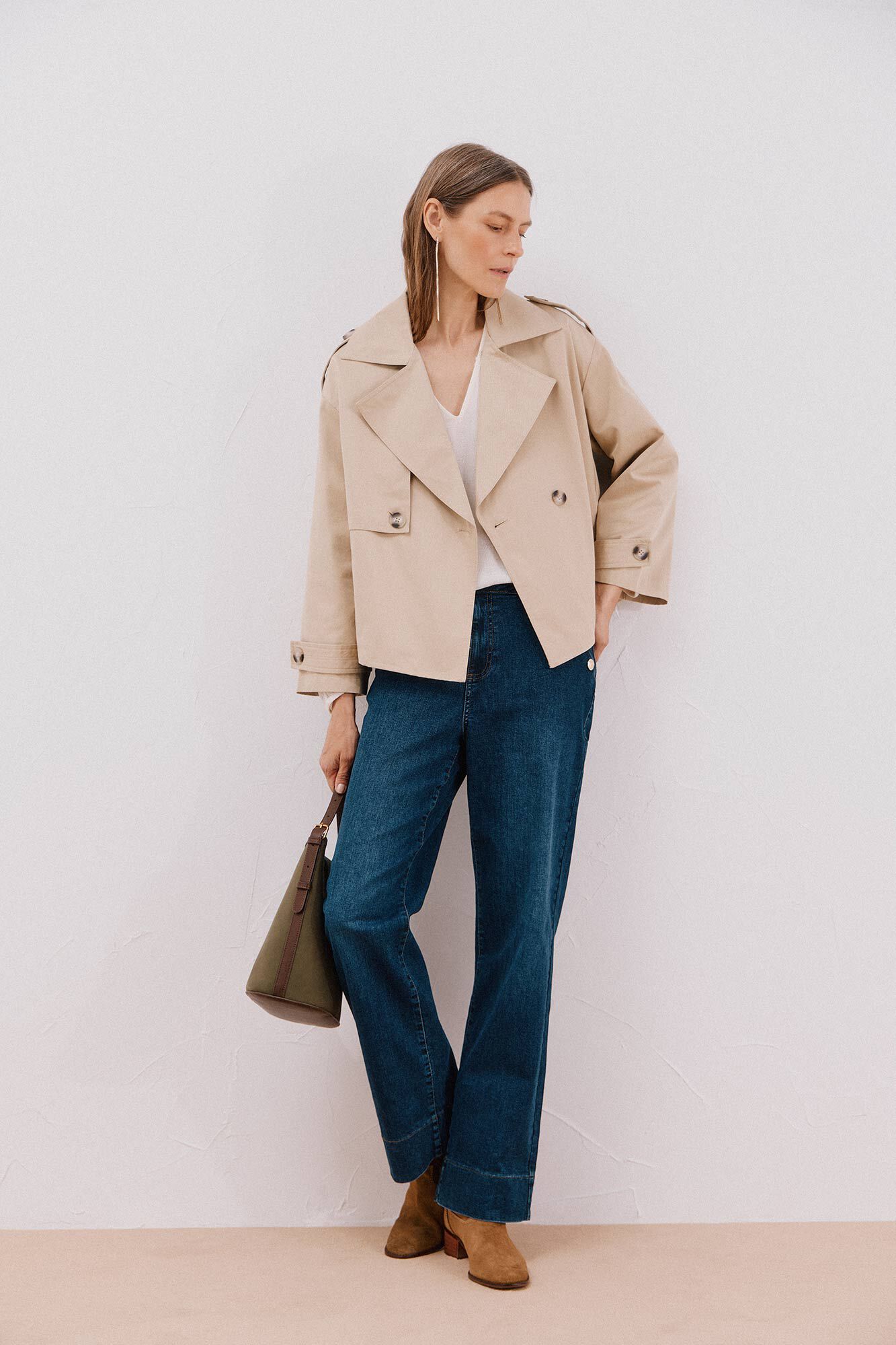 Cortefiel Short trench coat Nude