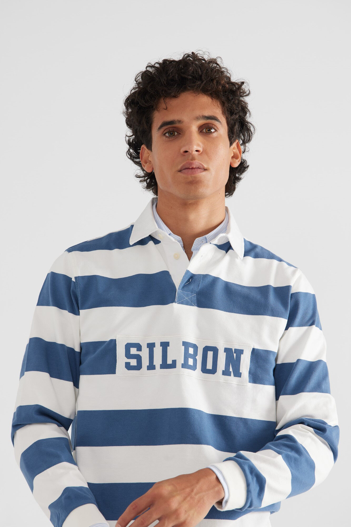 Silbon Polo manga larga rugby azul Azul