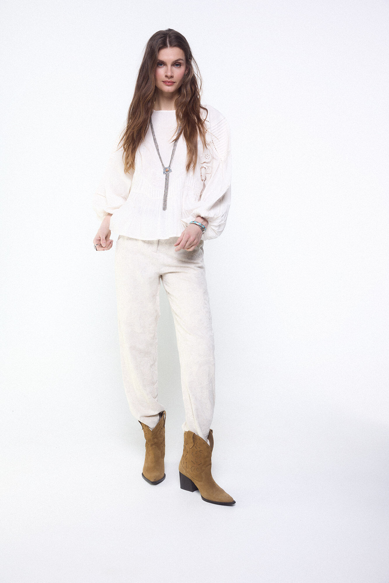Slowlove Blusa bordada Ecru
