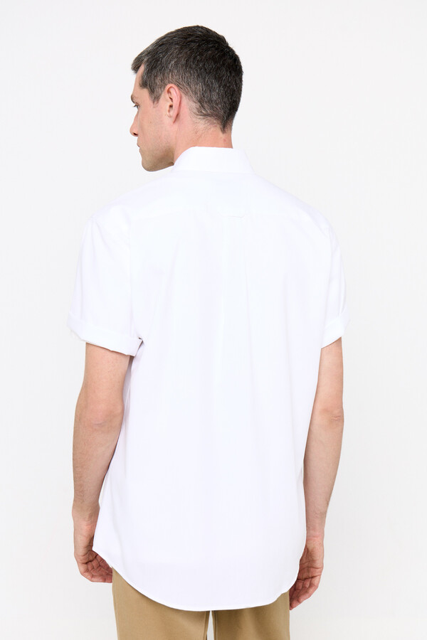 Cortefiel Camisa lisa manga curta coolmax Branco