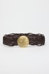 Cortefiel Woven belt Dark brown