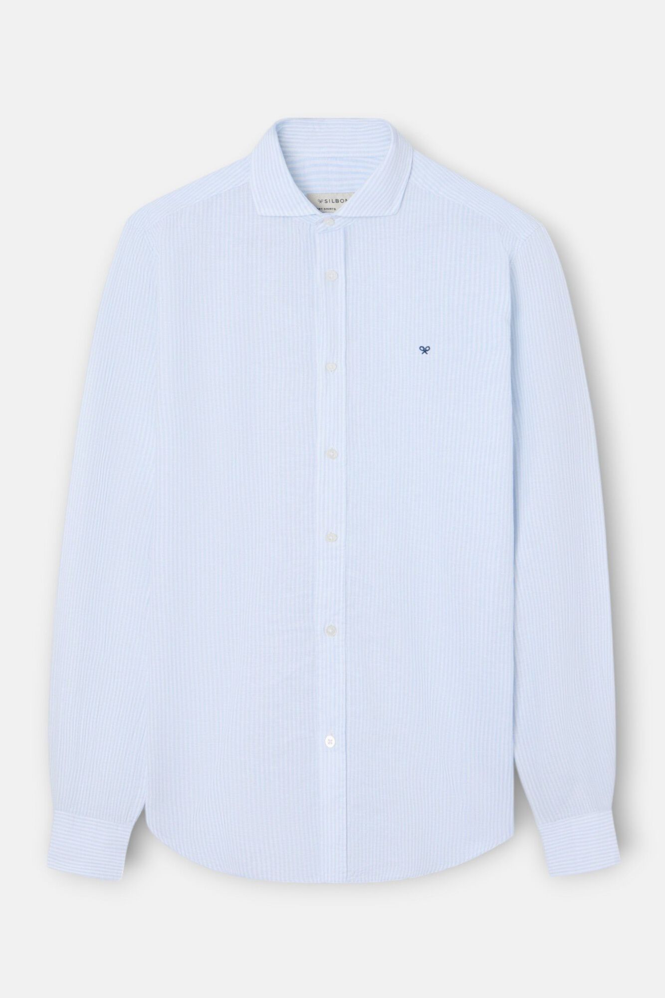 Silbon Camisa sport em linho &agrave;s riscas Azul