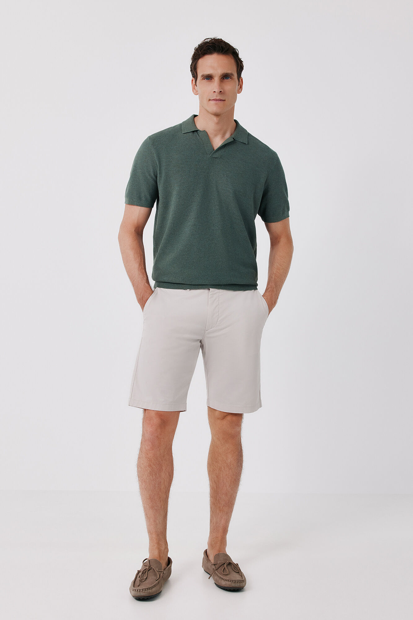 Cortefiel Cotton knit short sleeve polo shirt