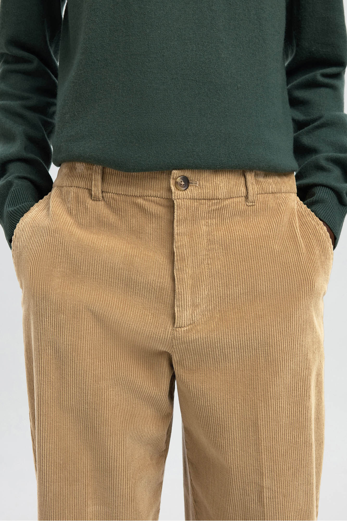 Selected Cal&ccedil;a de veludo cotel&ecirc; com caimento relaxado  Castanho