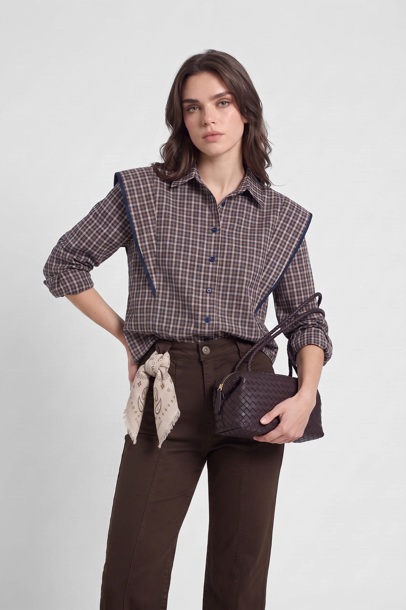 Silbon Camisa estructurada cuadros eses