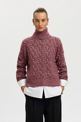 Selected Alpaca wool high neck jumper Maroon