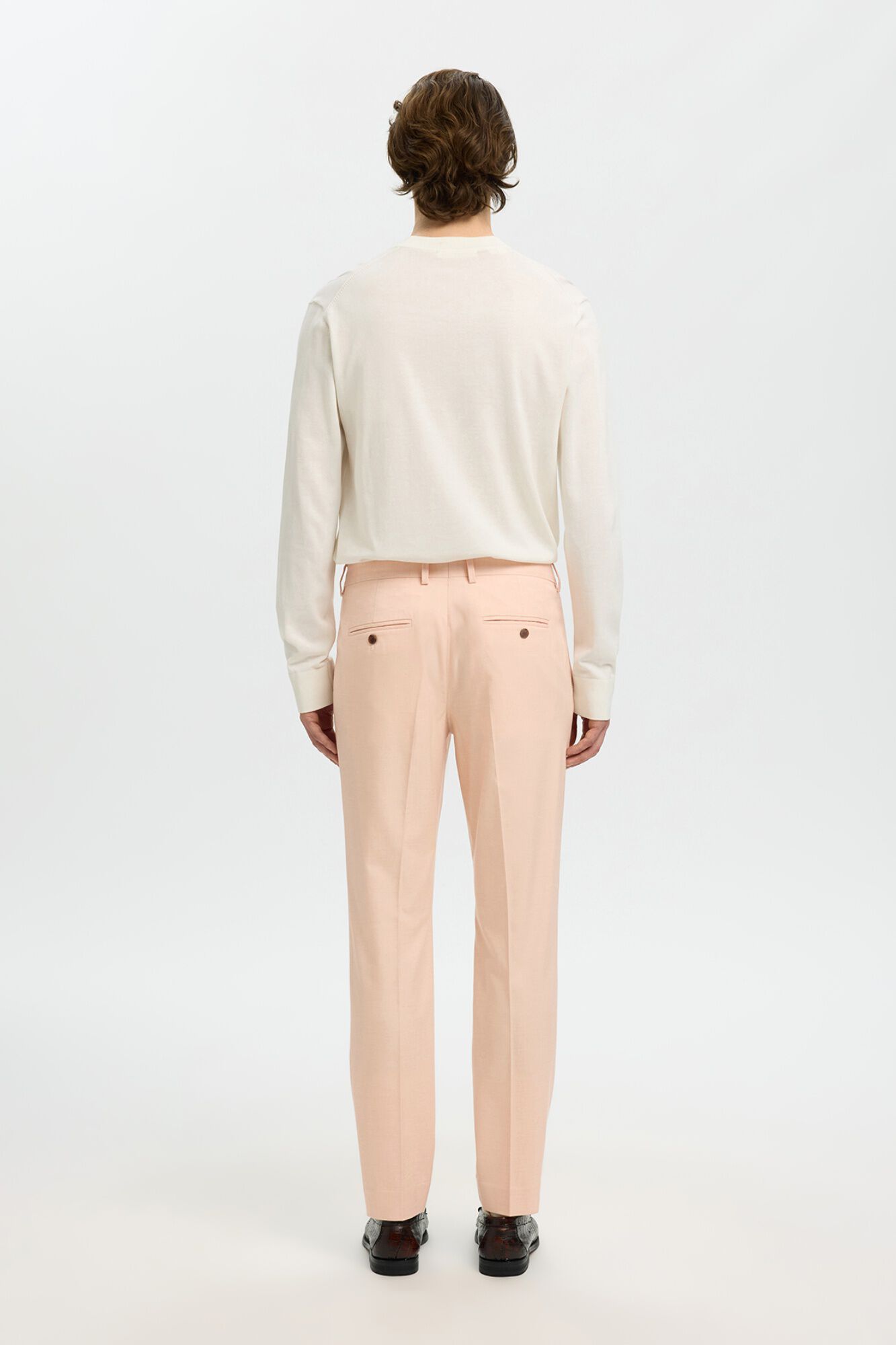 Selected Cal&ccedil;a de vestir slim em viscose Subiu