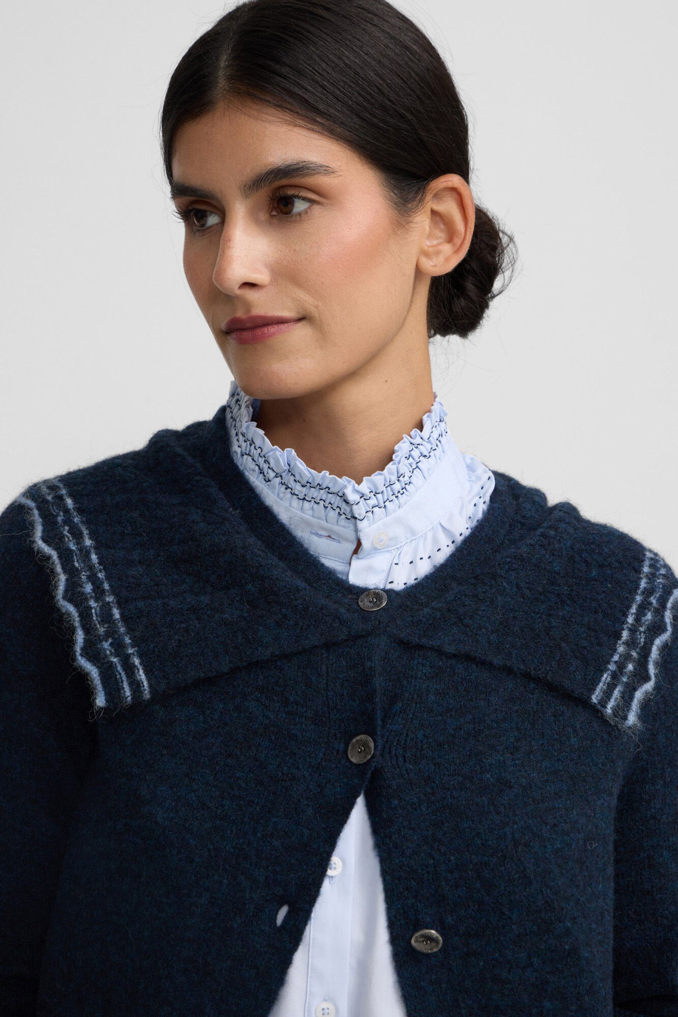 Silbon Casaco de malha com gola gola contrastante