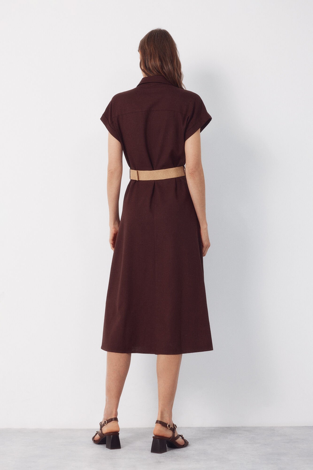 Cortefiel Linen trousers Dark brown