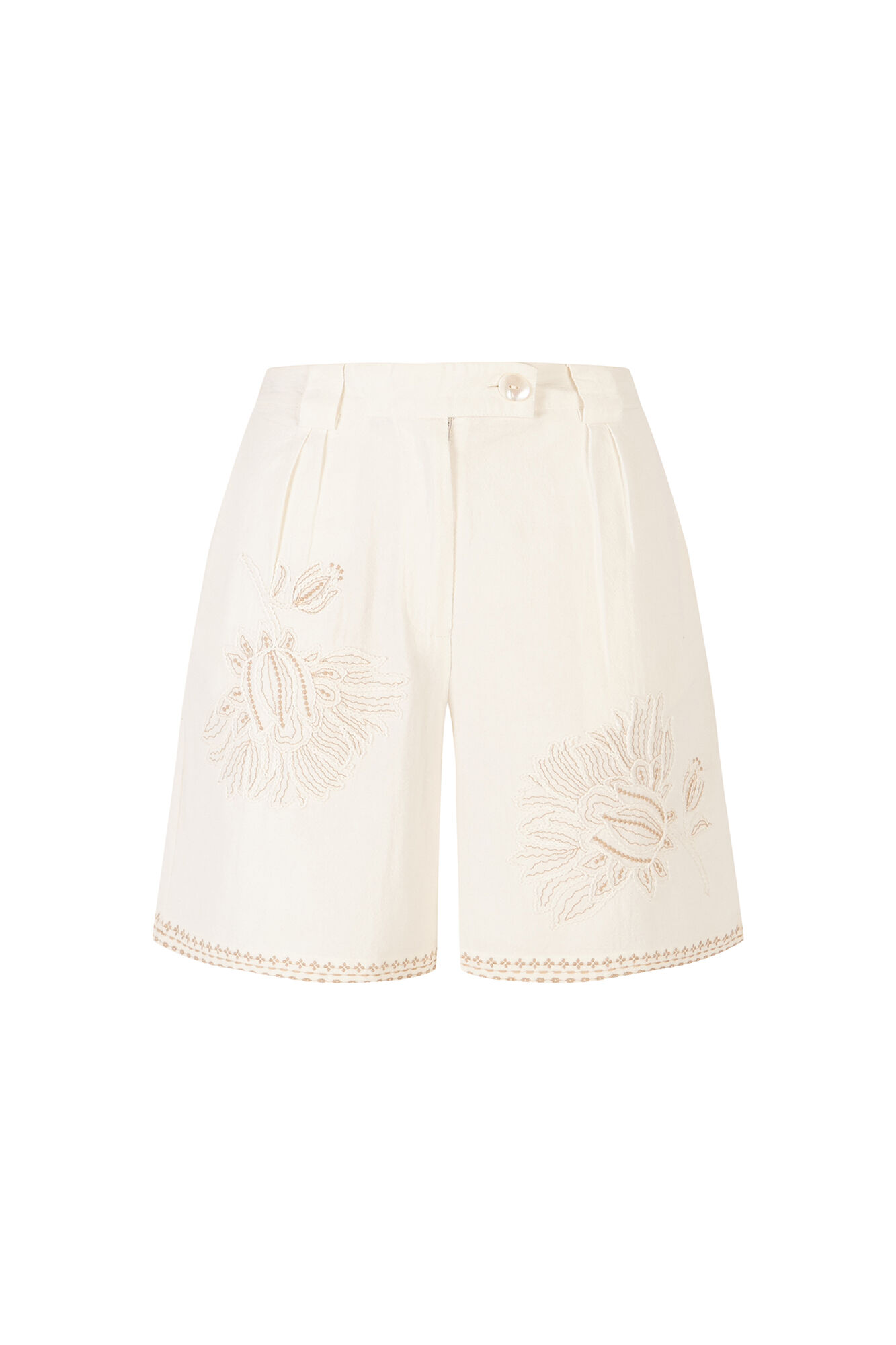 Cortefiel Bermudas bordadas Branco