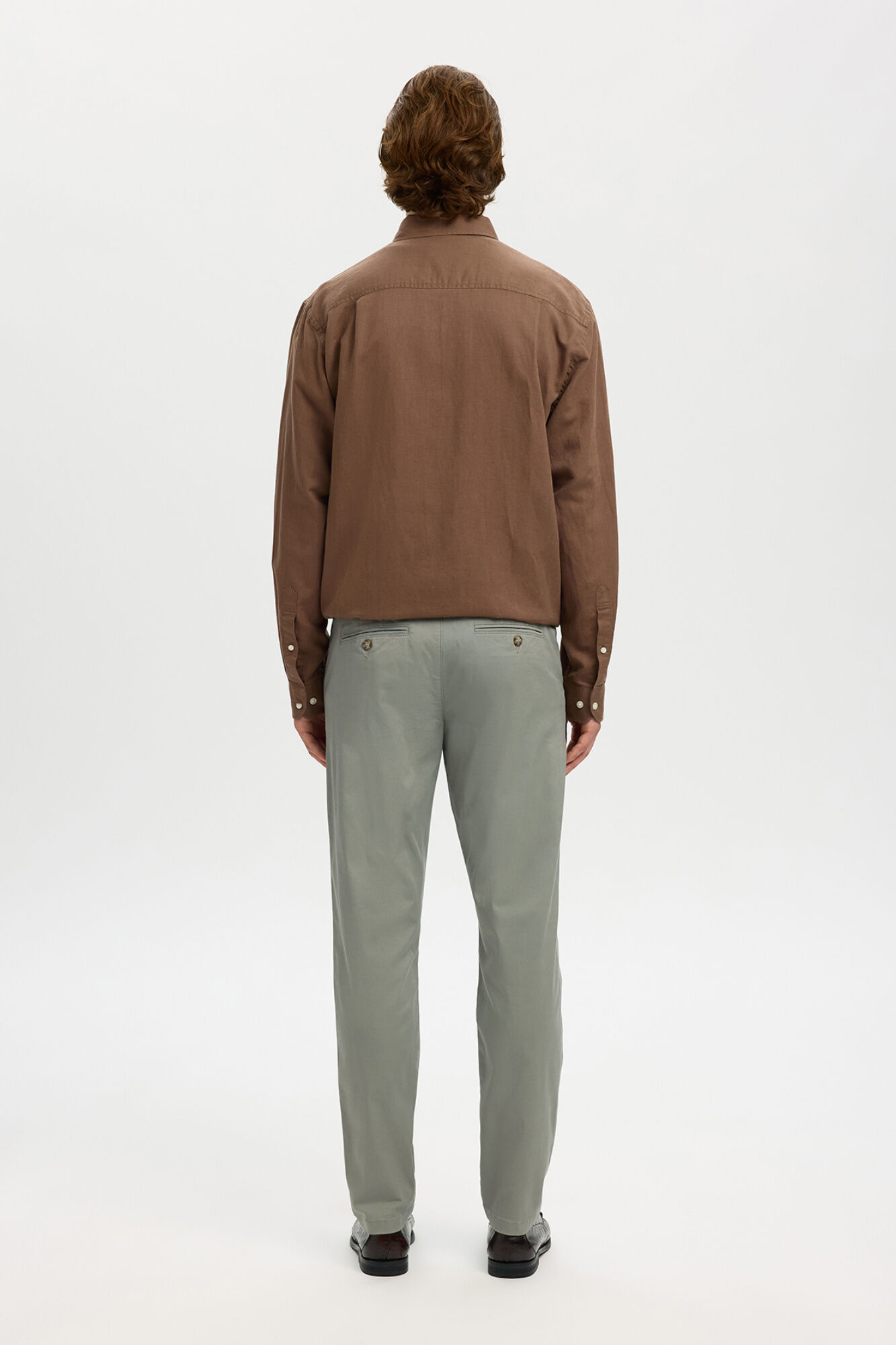 Selected Cal&ccedil;a cal&ccedil;as chino slim fit feita de algod&atilde;o org&acirc;nico  Verde