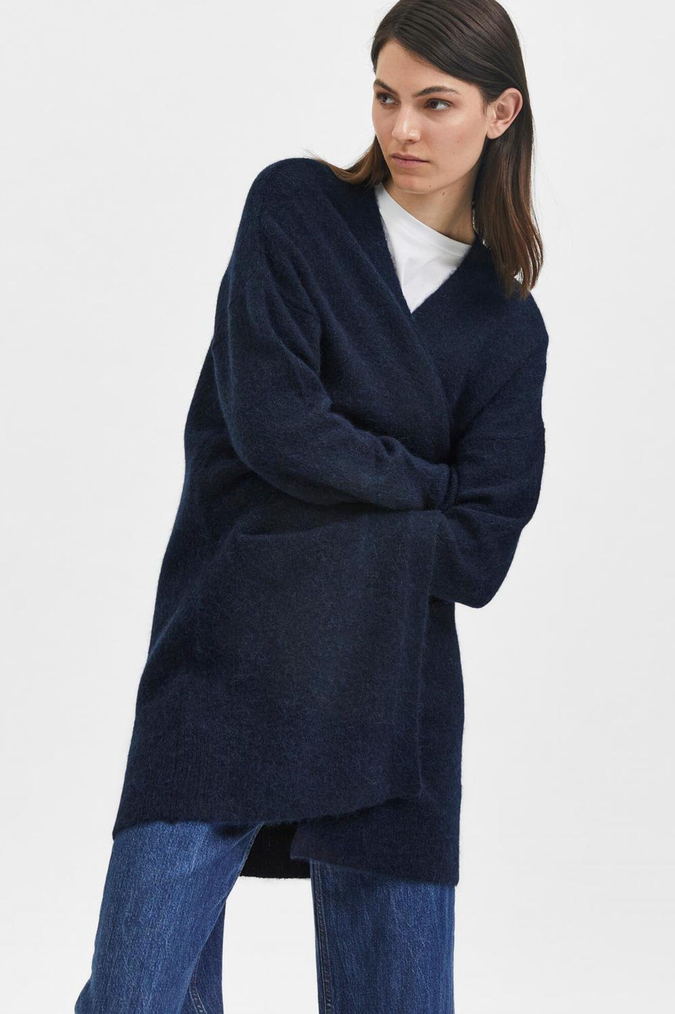 Selected Cardigan longo de alpaca Azul