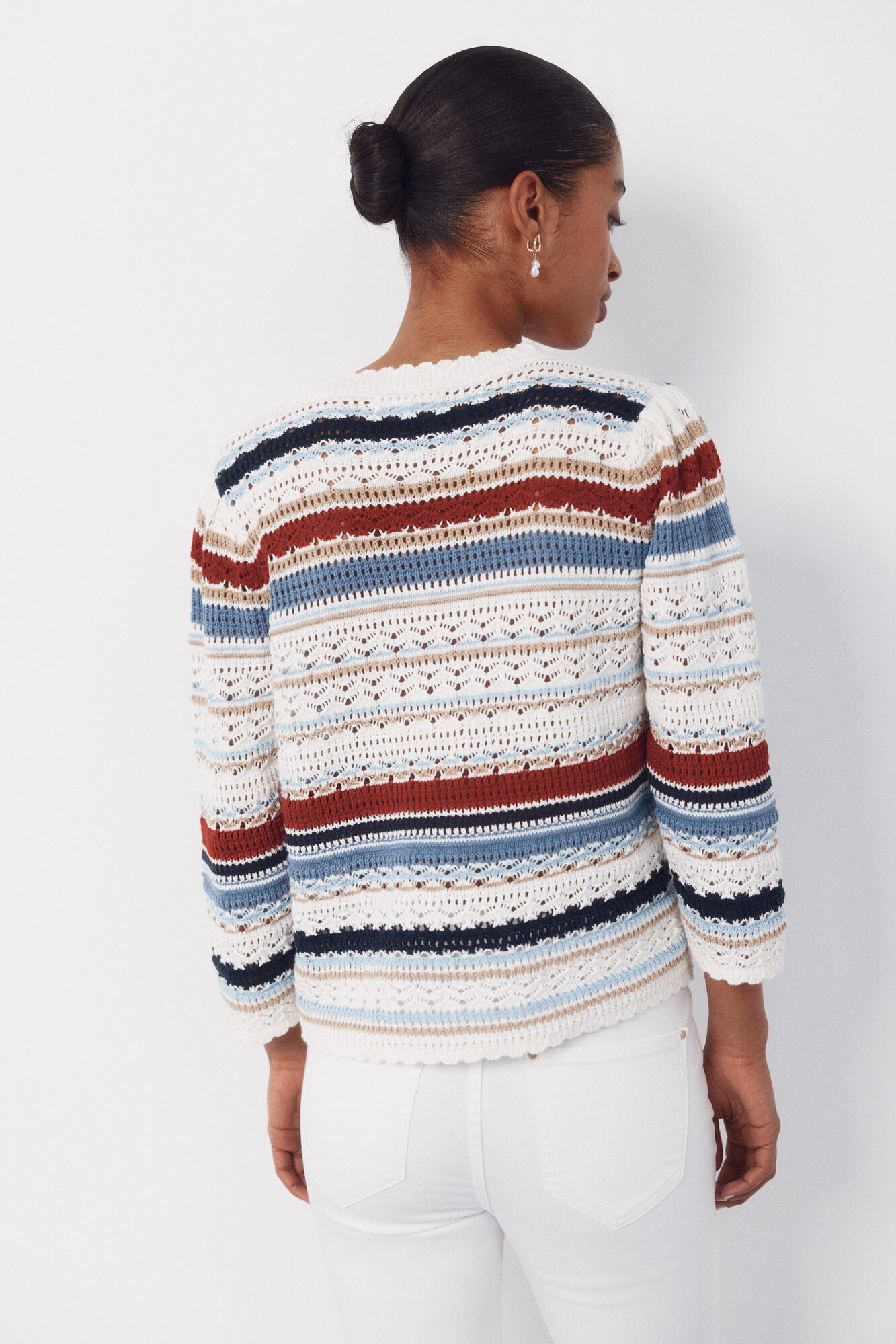Cortefiel Multicoloured striped jumper Printed white